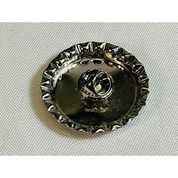 NWT Burberry Kingdom 1856 Brass Bottle Cap Brooch Pin Black White RARE - Picture 4 of 11